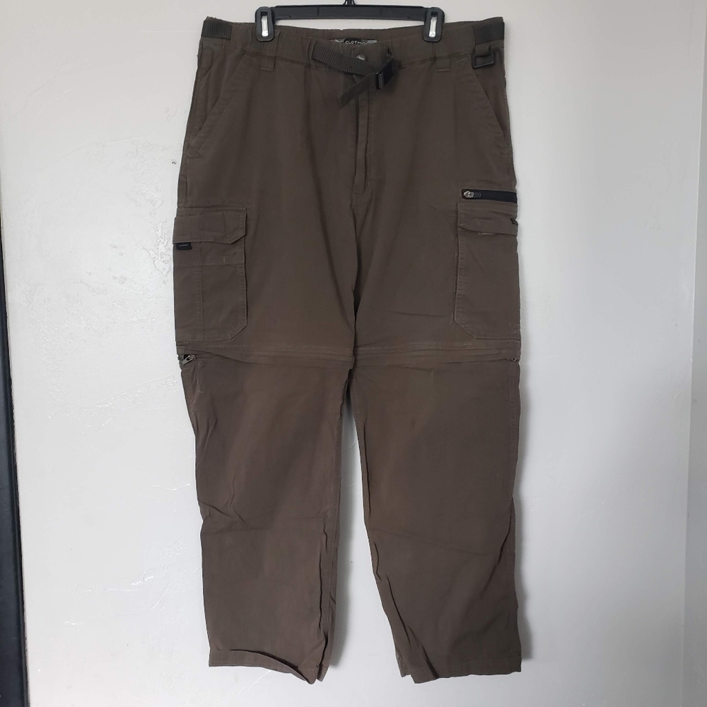 BC Clothing Men's XXL x32 Olive Green Convertible Pants Zip Off Shorts Outdoor